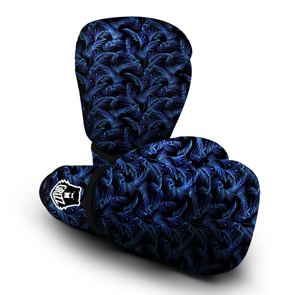 Palm Leaf Dark Tropical Print Pattern Boxing Gloves-grizzshop