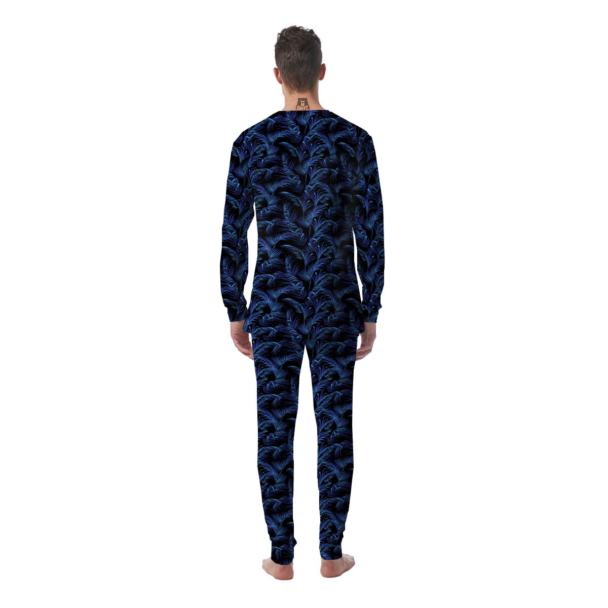 Palm Leaf Dark Tropical Print Pattern Men's Pajamas-grizzshop