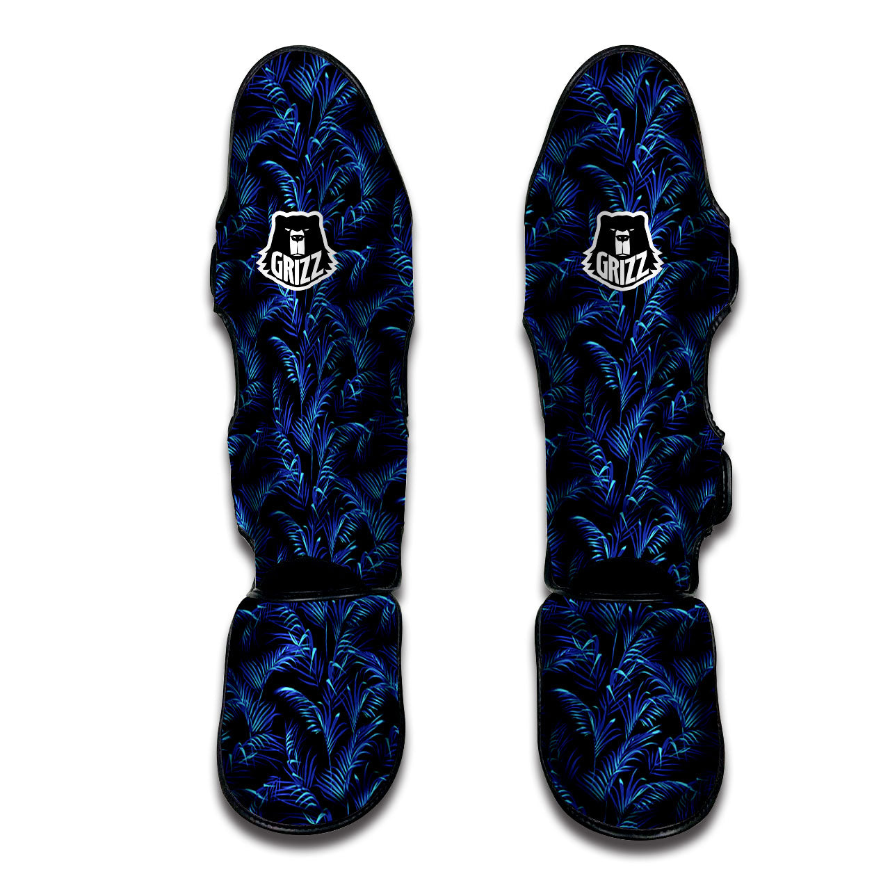 Palm Leaf Dark Tropical Print Pattern Muay Thai Shin Guards-grizzshop