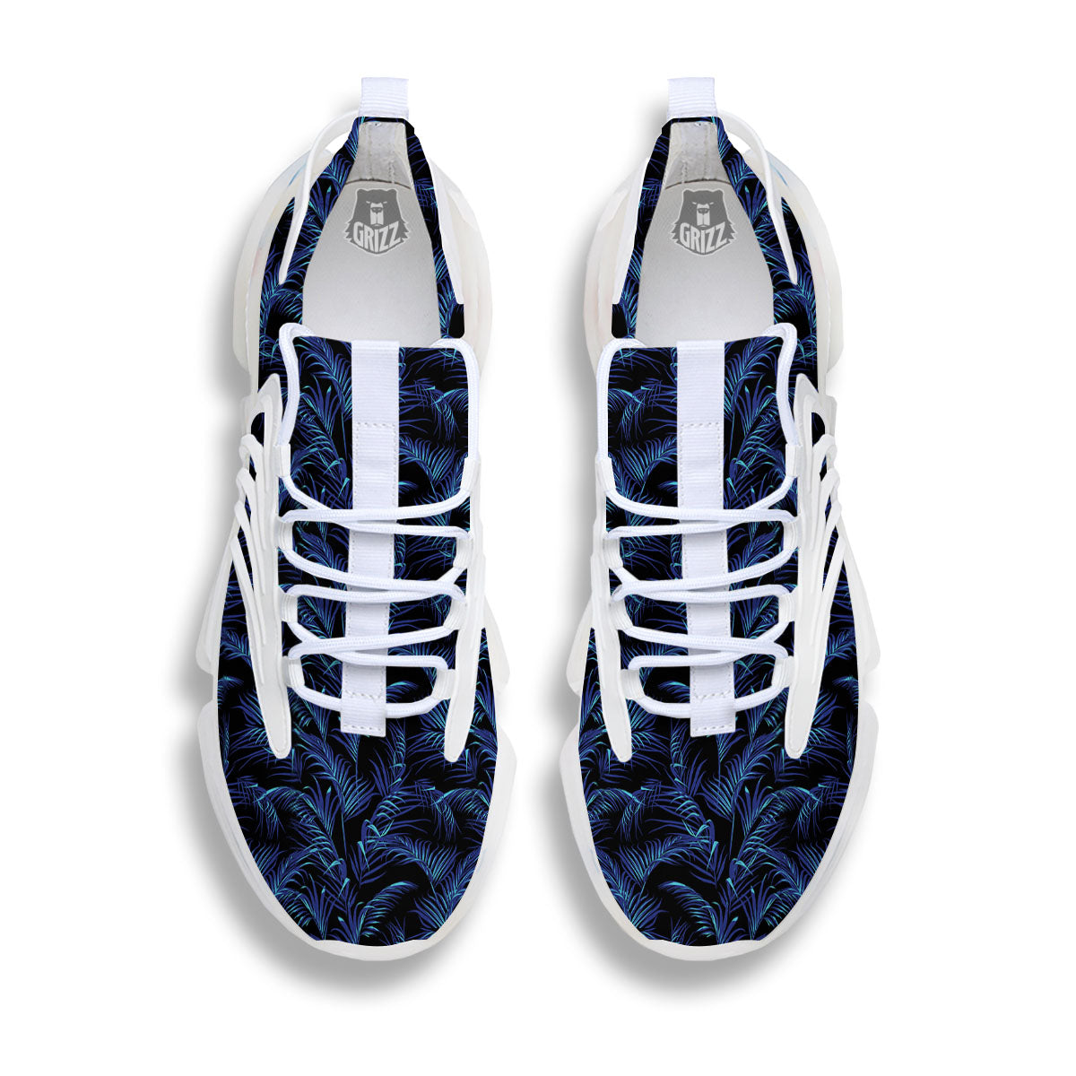 Palm Leaf Dark Tropical Print Pattern White Gym Shoes-grizzshop