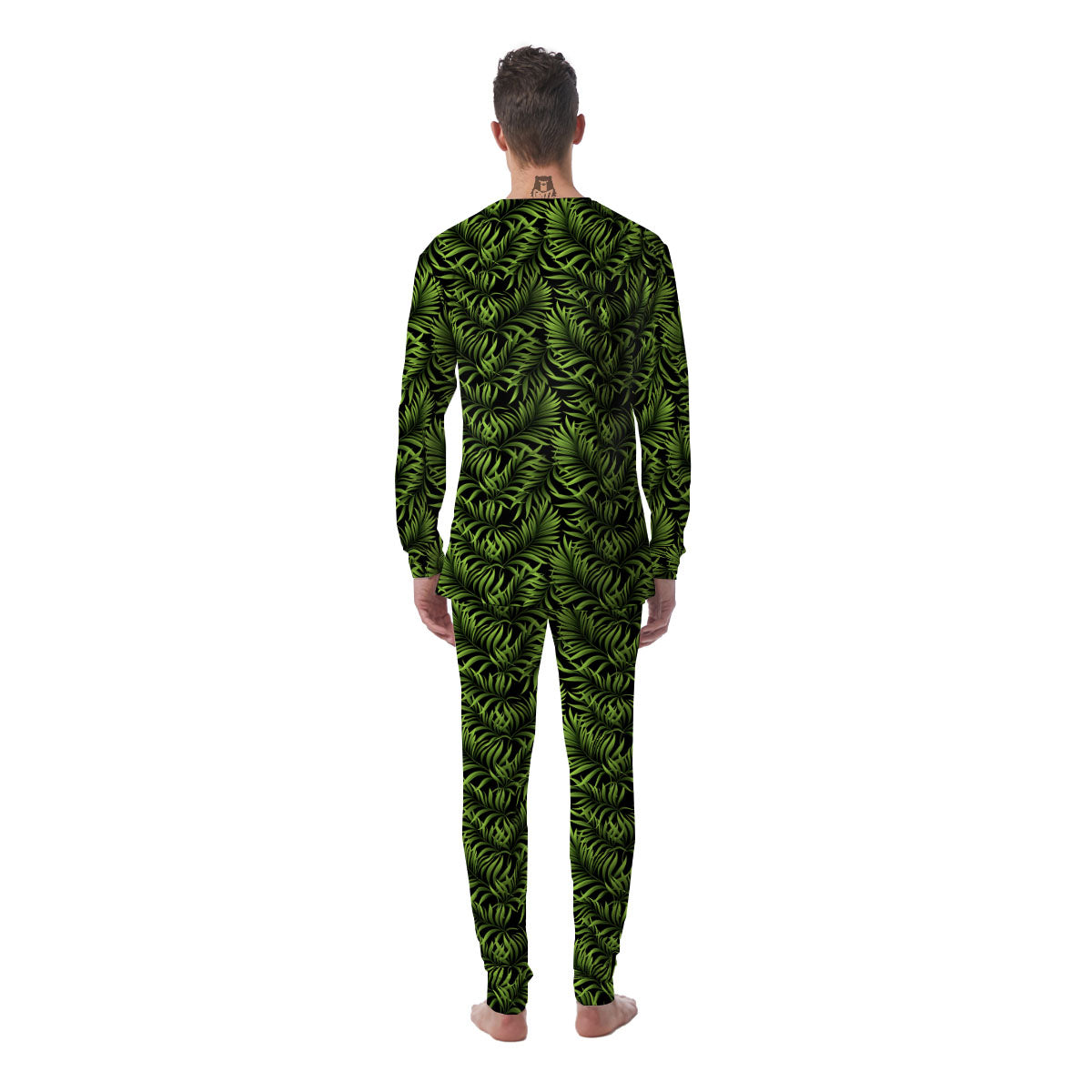 Palm Leaf Green Tropical Print Pattern Men's Pajamas-grizzshop