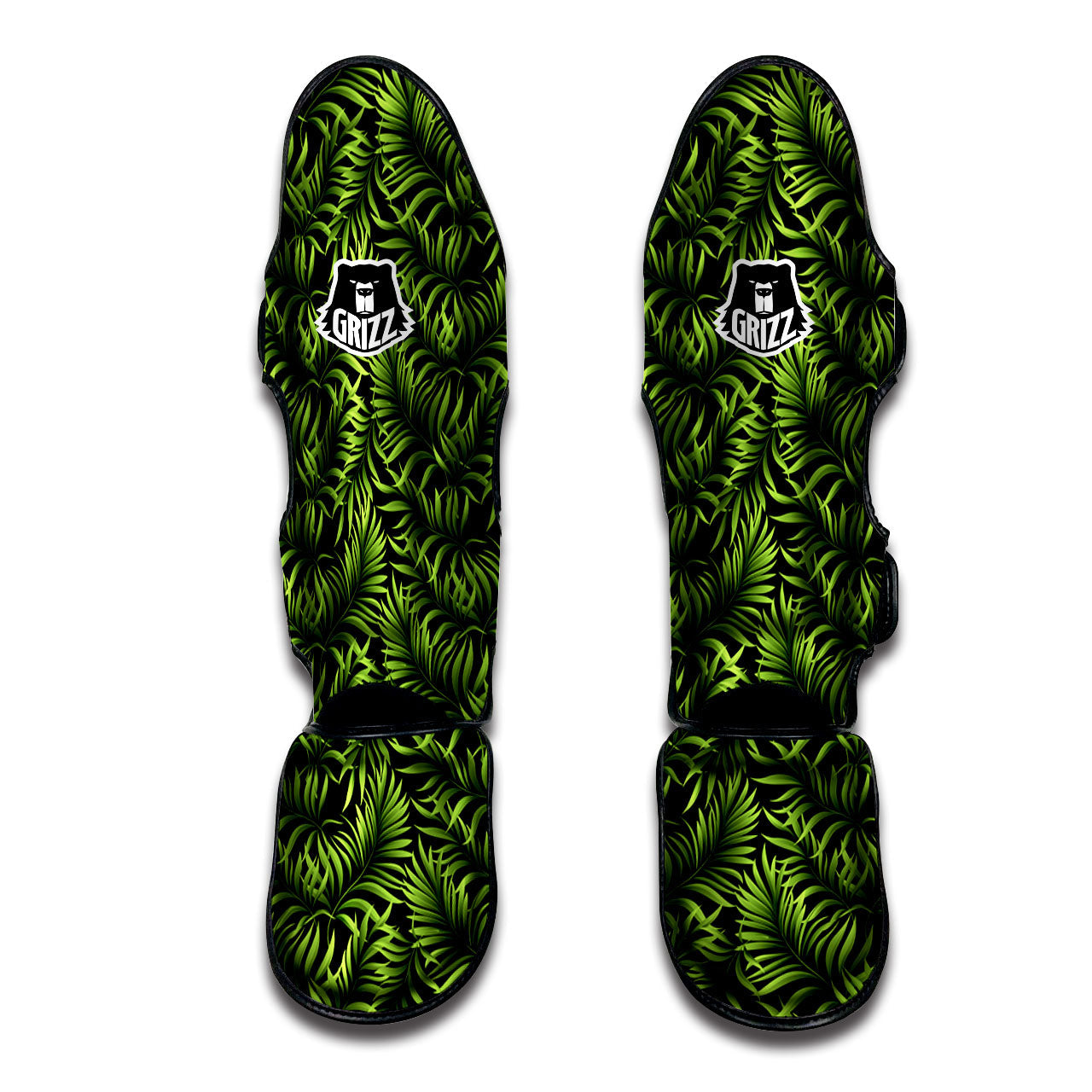 Palm Leaf Green Tropical Print Pattern Muay Thai Shin Guards-grizzshop