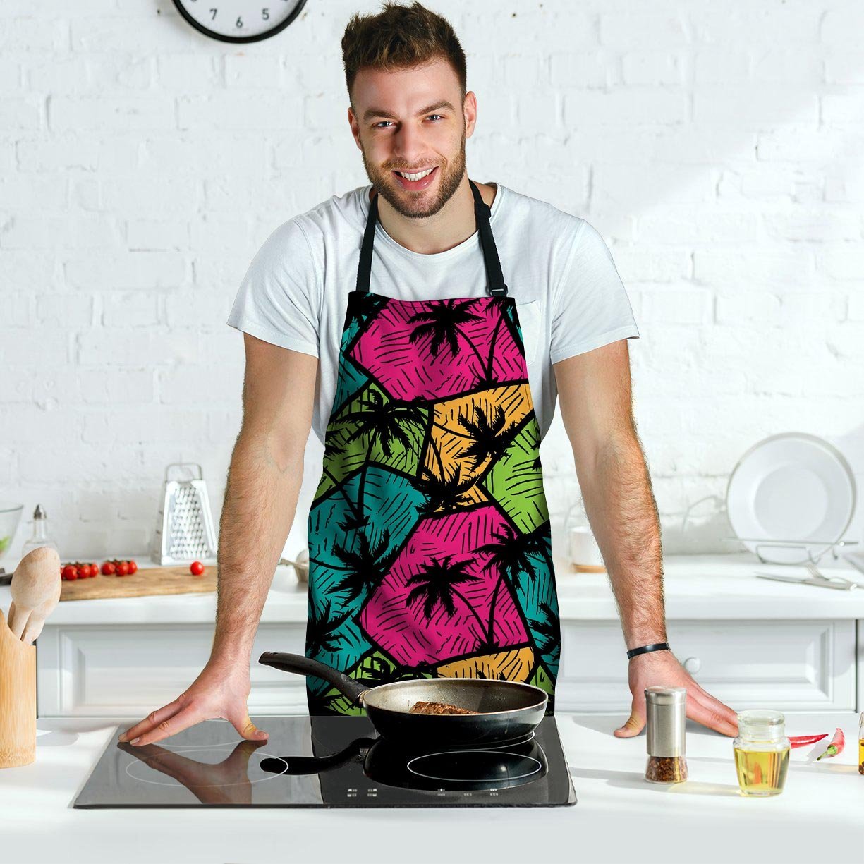 Palm Leaf Hawaiian Print Pattern Men's Apron-grizzshop