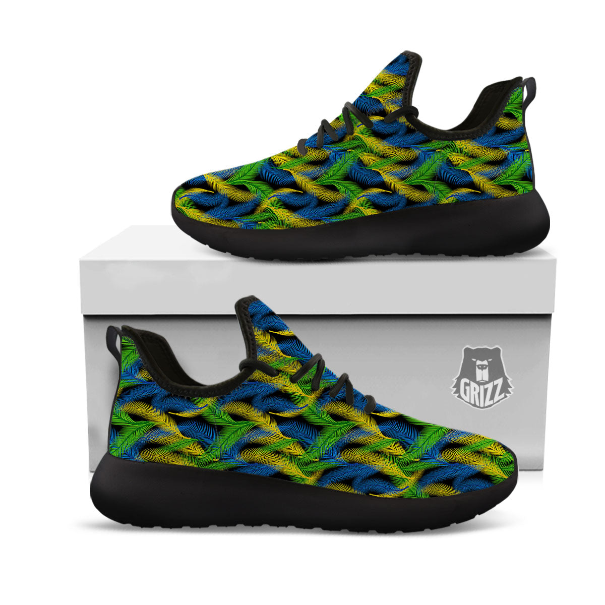 Palm Leaf Mardi Gras Print Pattern Black Athletic Shoes-grizzshop