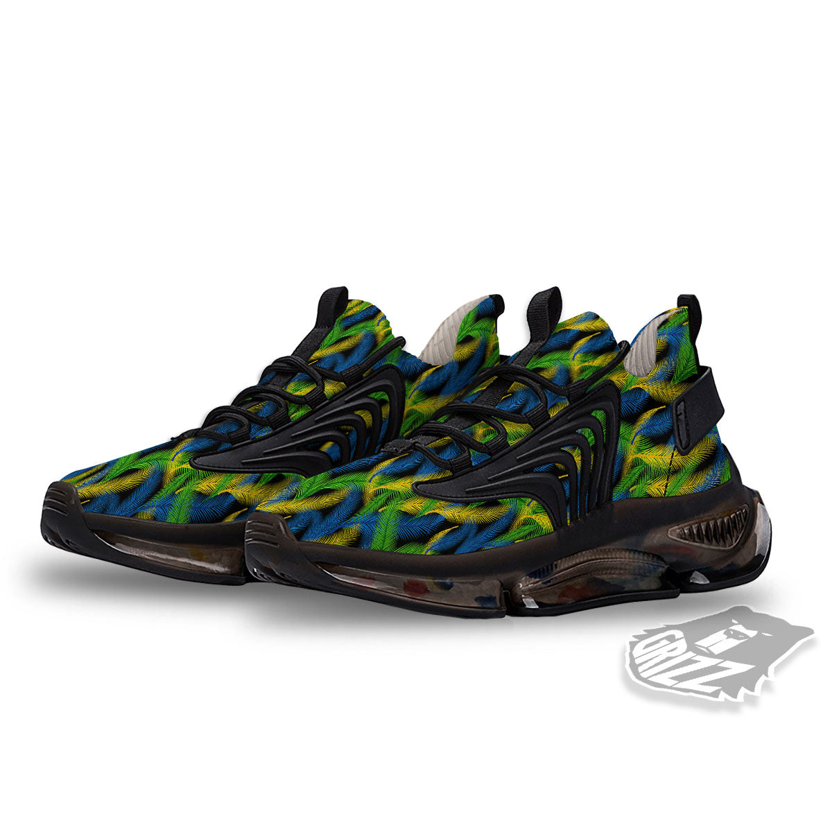 Palm Leaf Mardi Gras Print Pattern Black Gym Shoes-grizzshop