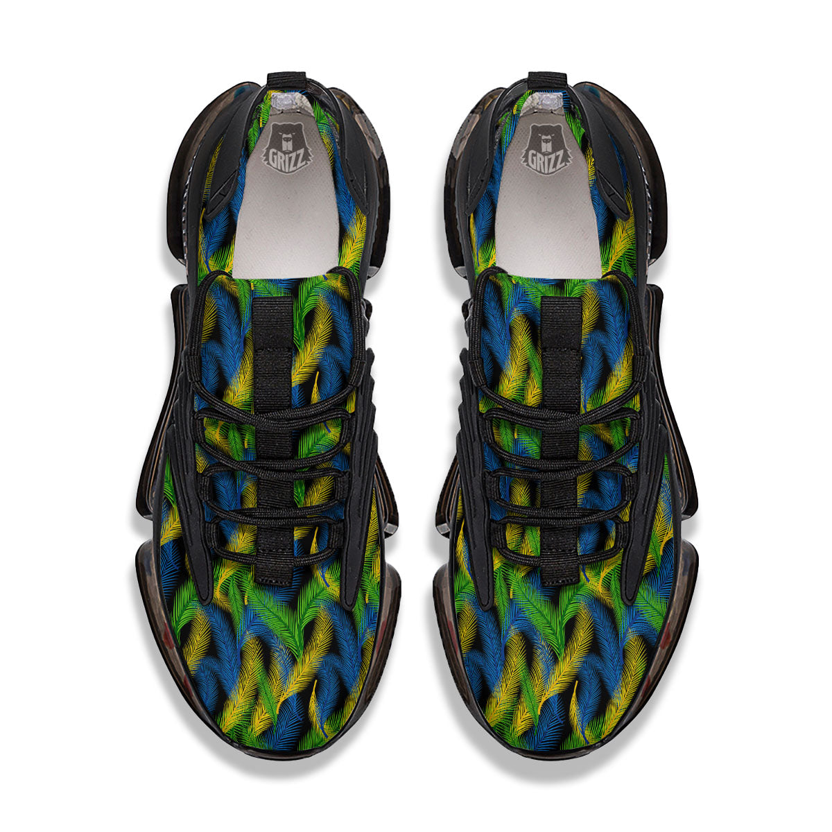 Palm Leaf Mardi Gras Print Pattern Black Gym Shoes-grizzshop