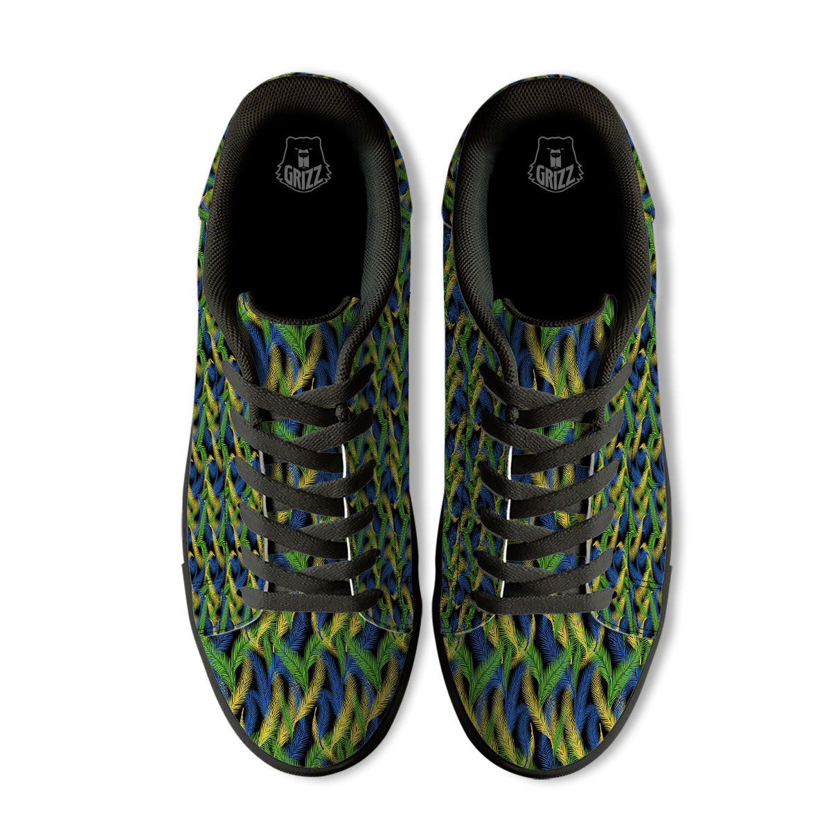 Palm Leaf Mardi Gras Print Pattern Black Low Top Sneakers-grizzshop