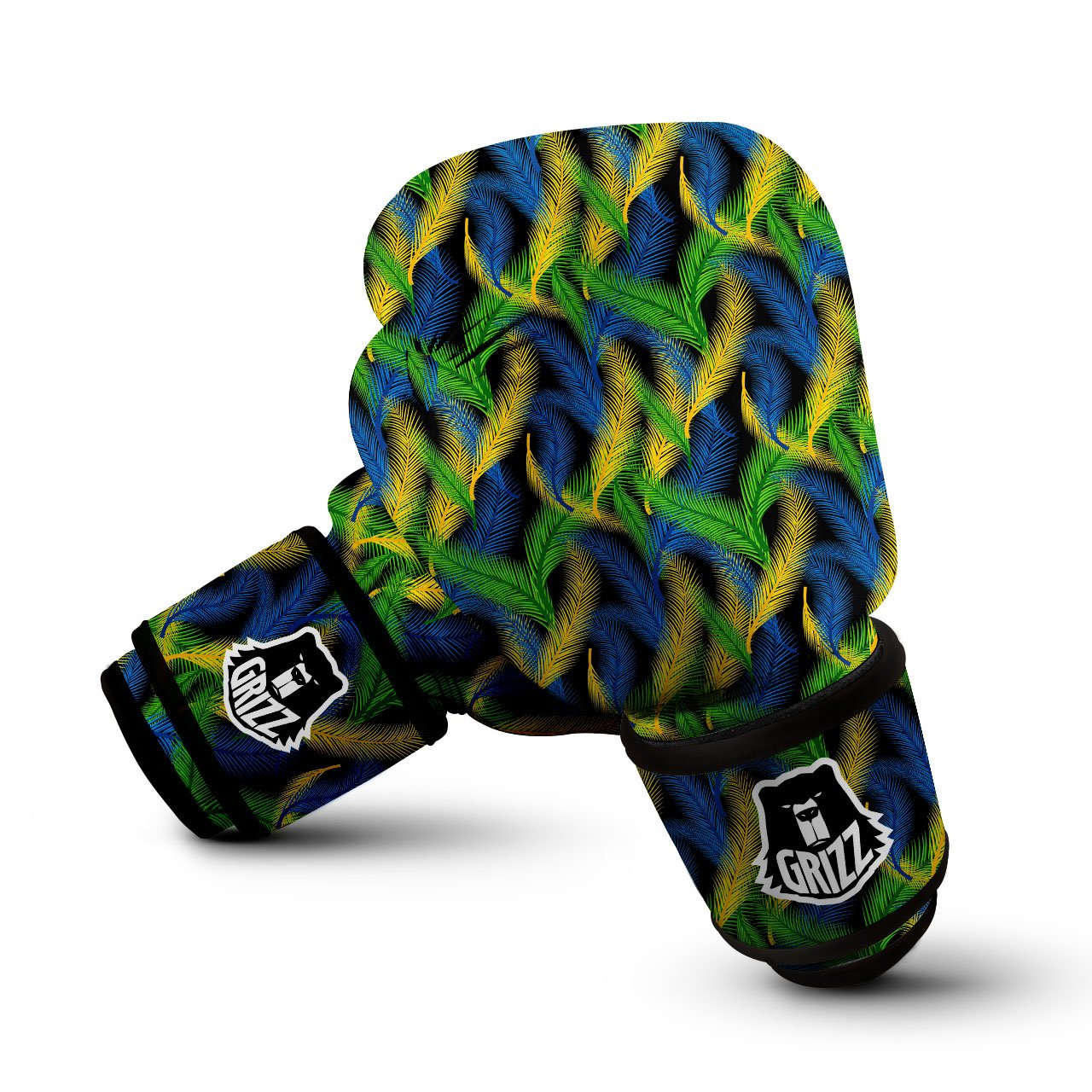 Palm Leaf Mardi Gras Print Pattern Boxing Gloves-grizzshop