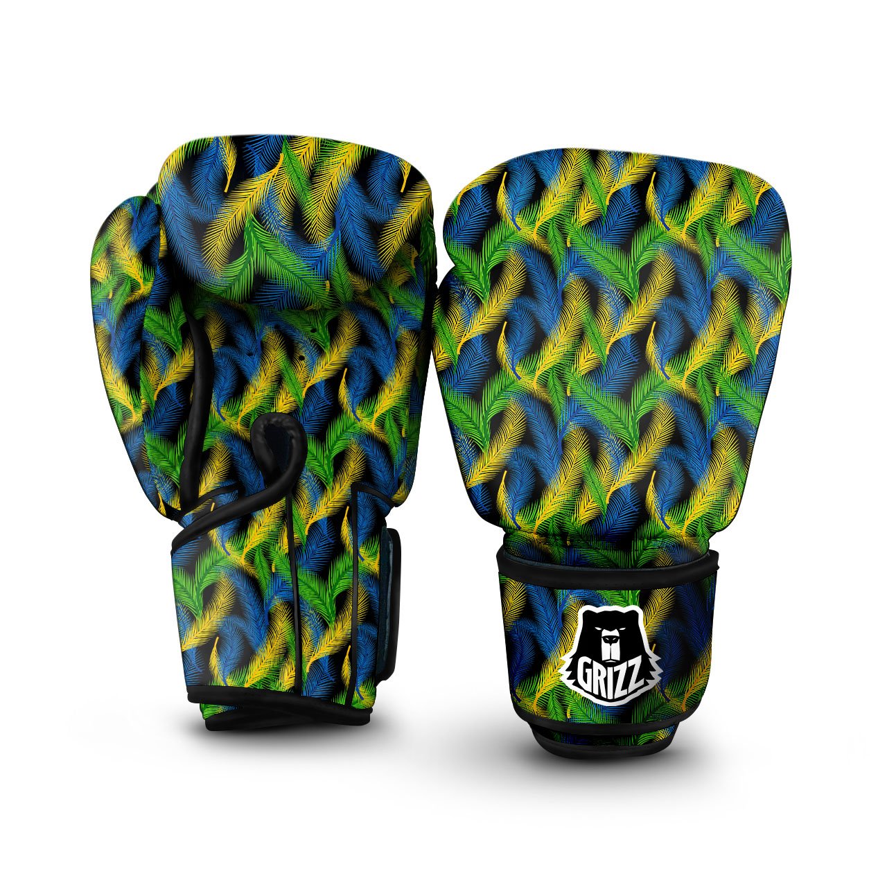 Palm Leaf Mardi Gras Print Pattern Boxing Gloves-grizzshop