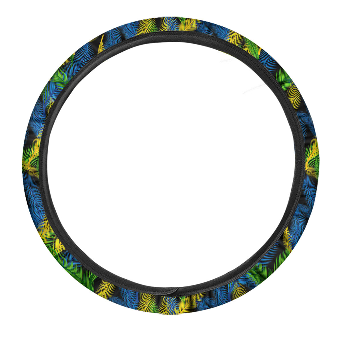 Palm Leaf Mardi Gras Print Pattern Car Steering Wheel Cover-grizzshop