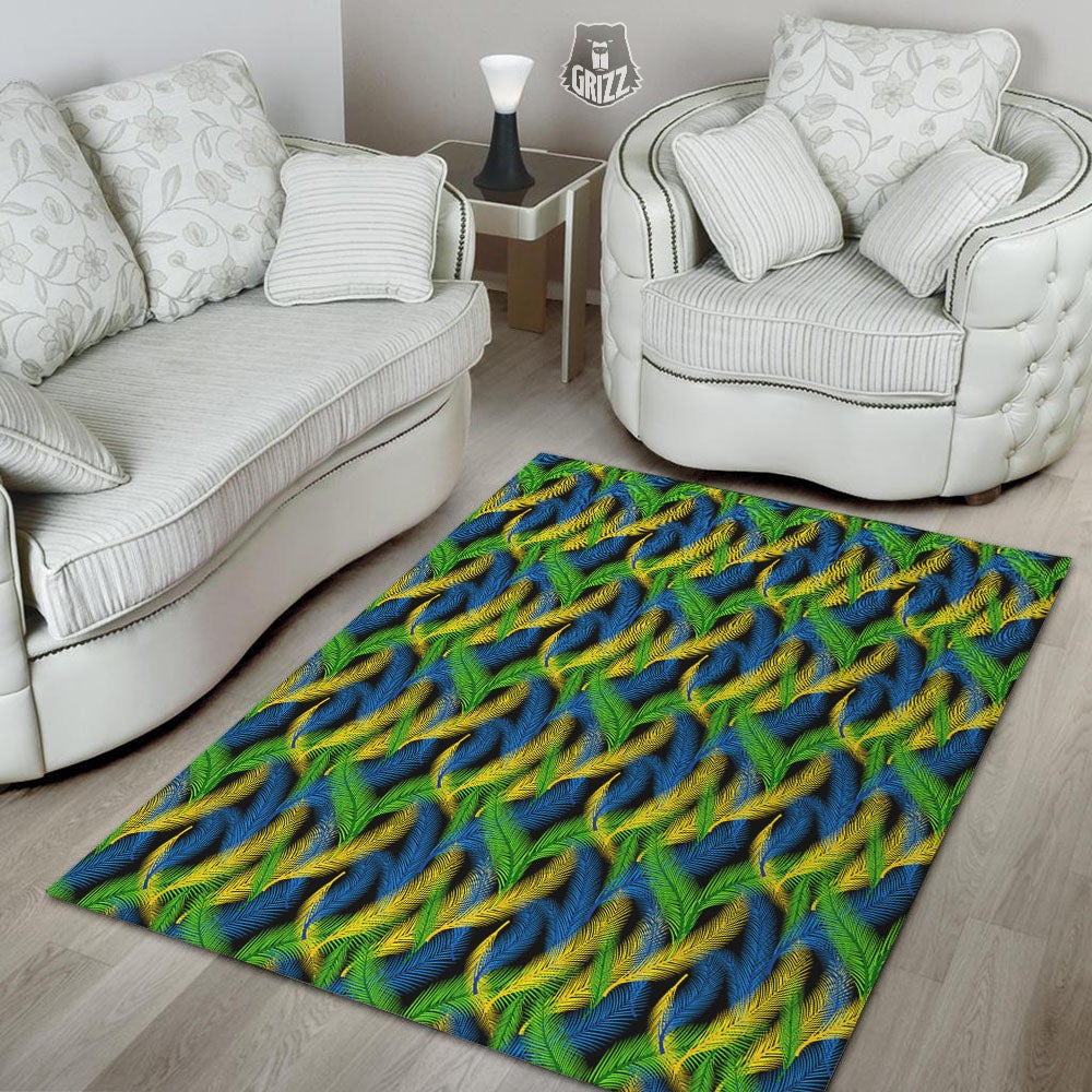 Palm Leaf Mardi Gras Print Pattern Floor Mat-grizzshop