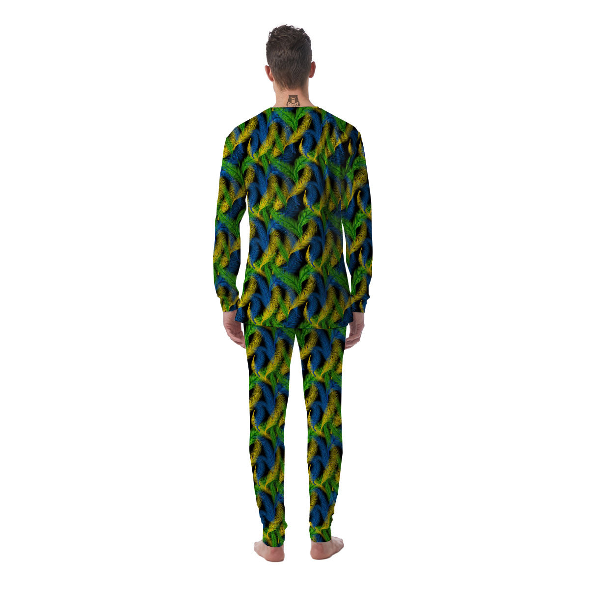 Palm Leaf Mardi Gras Print Pattern Men's Pajamas-grizzshop