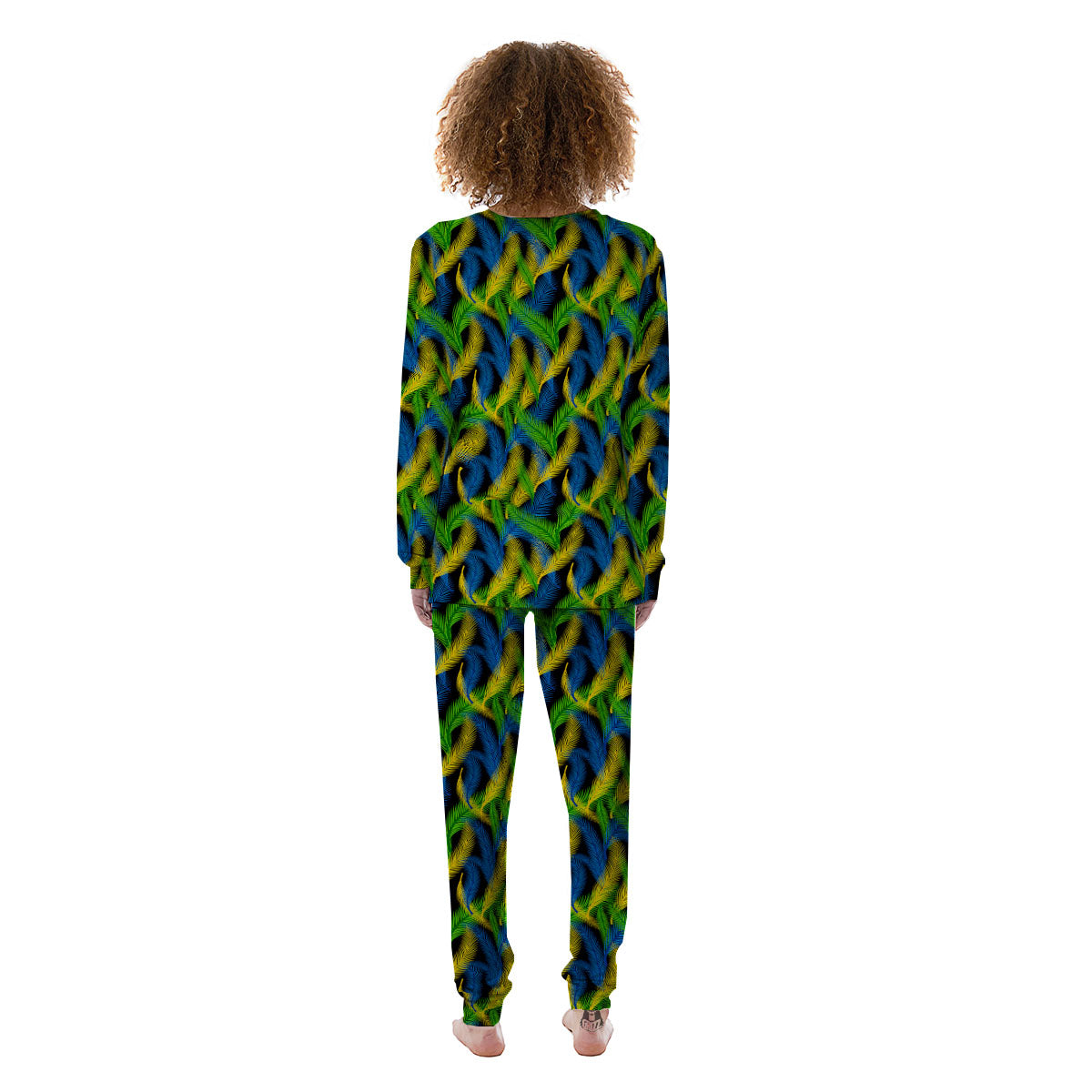 Palm Leaf Mardi Gras Print Pattern Women's Pajamas-grizzshop