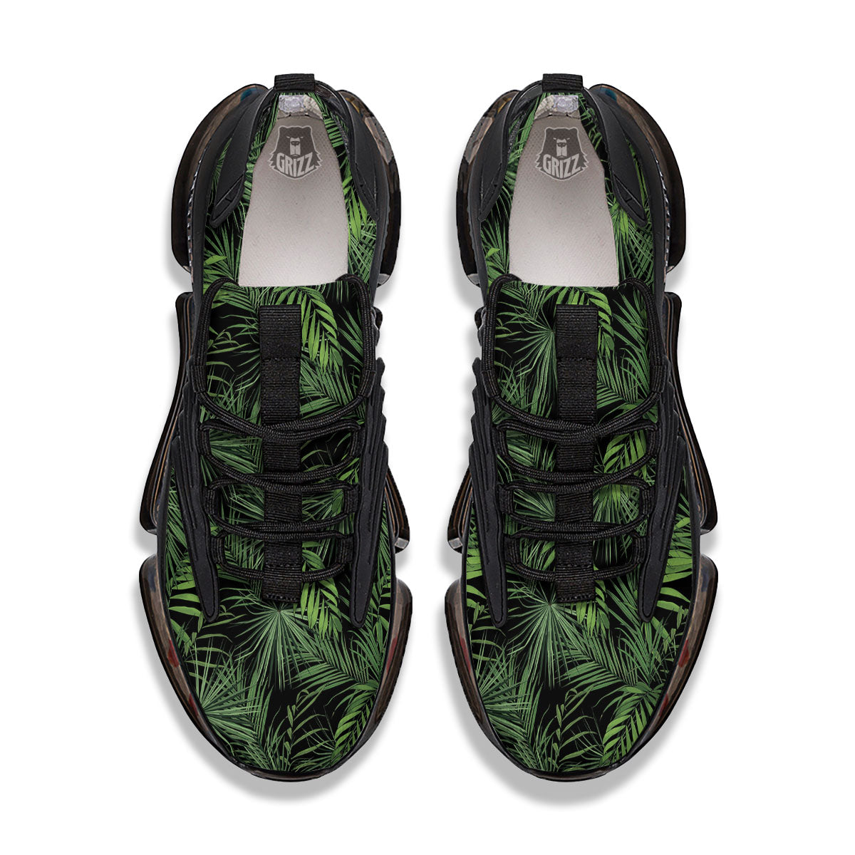 Palm Leaf Night Tropical Print Pattern Black Gym Shoes-grizzshop