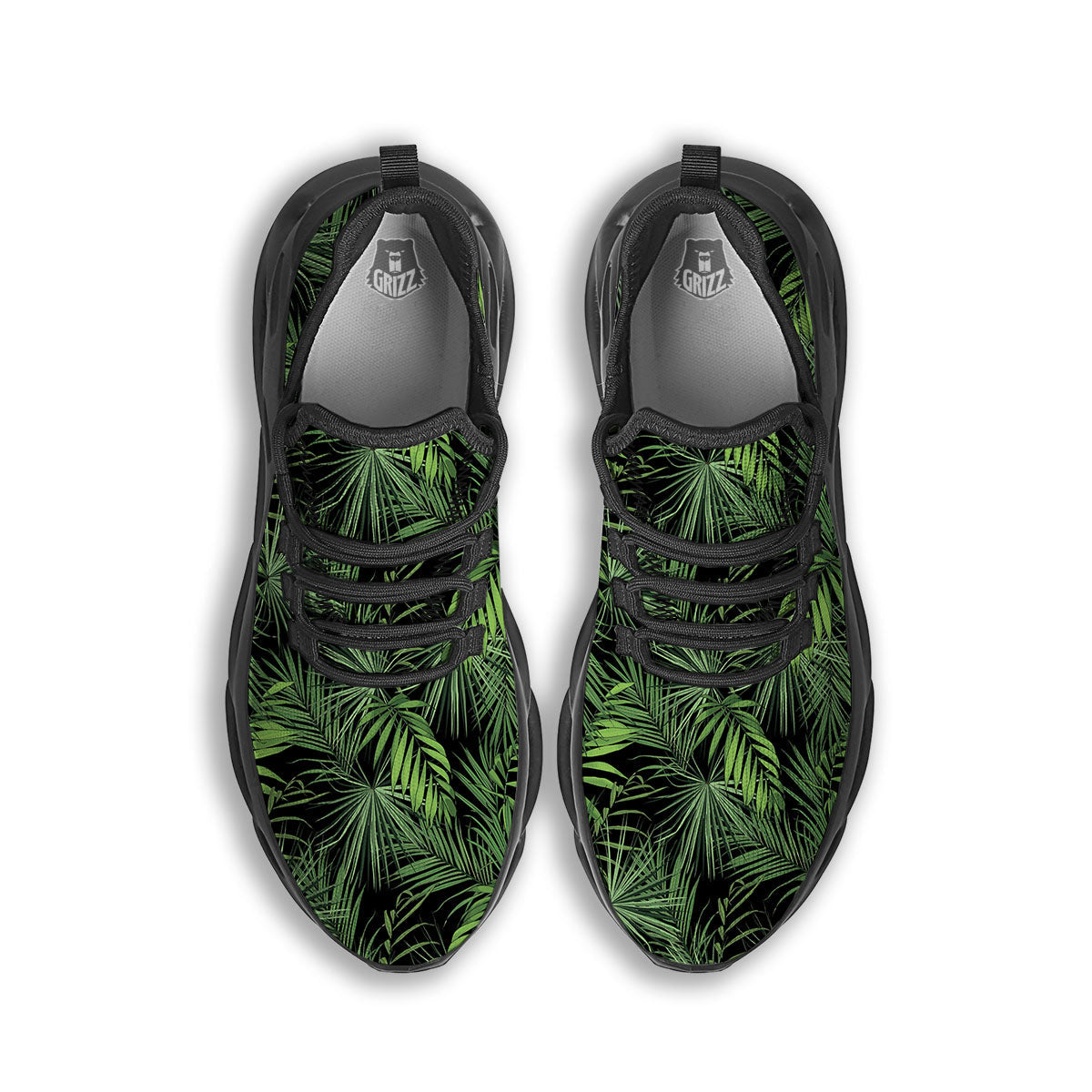 Palm Leaf Night Tropical Print Pattern Black Running Shoes-grizzshop