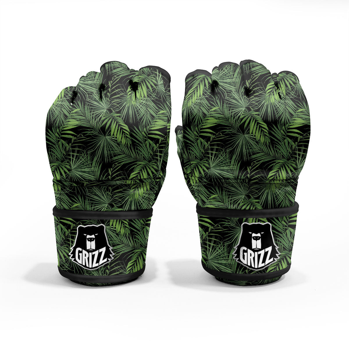 Palm Leaf Night Tropical Print Pattern MMA Gloves-grizzshop