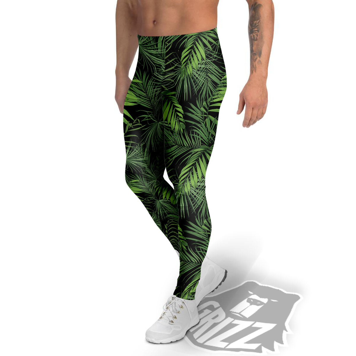 Palm Leaf Night Tropical Print Pattern Men's Leggings-grizzshop