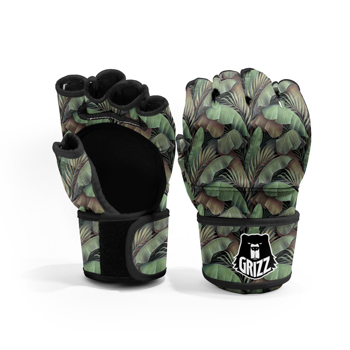 Palm Leaf Tropical Banana Print Pattern MMA Gloves-grizzshop