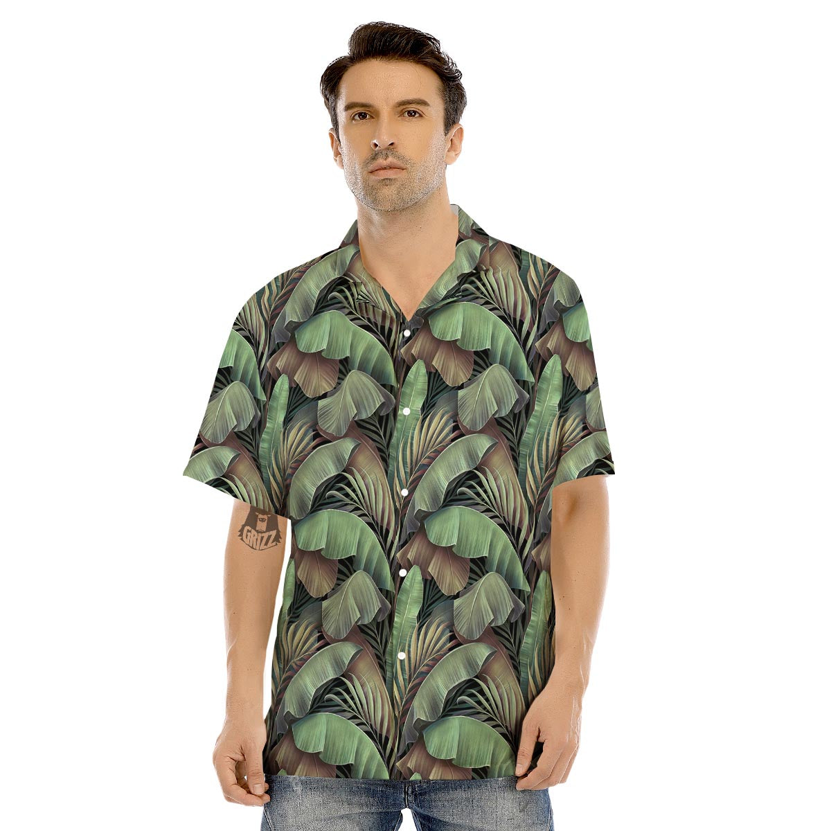 Palm Leaf Tropical Banana Print Pattern Men's Hawaiian Shirt-grizzshop