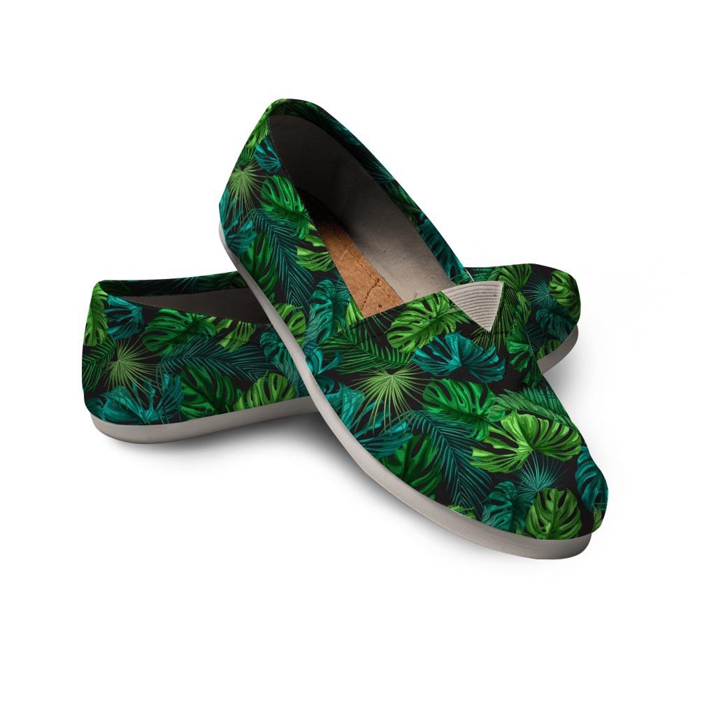 Palm Leaf Tropical Print Canvas Shoes-grizzshop
