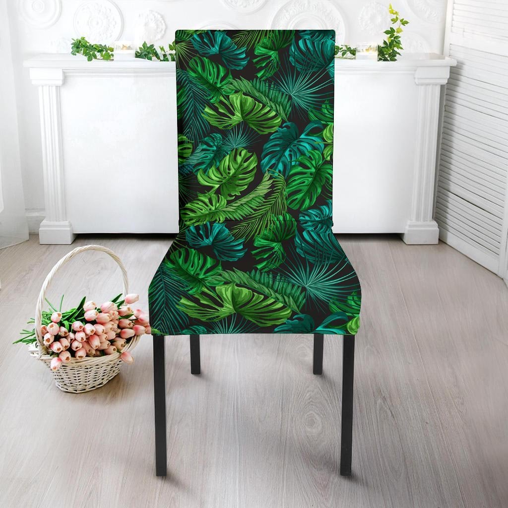 Palm Leaf Tropical Print Chair Cover-grizzshop