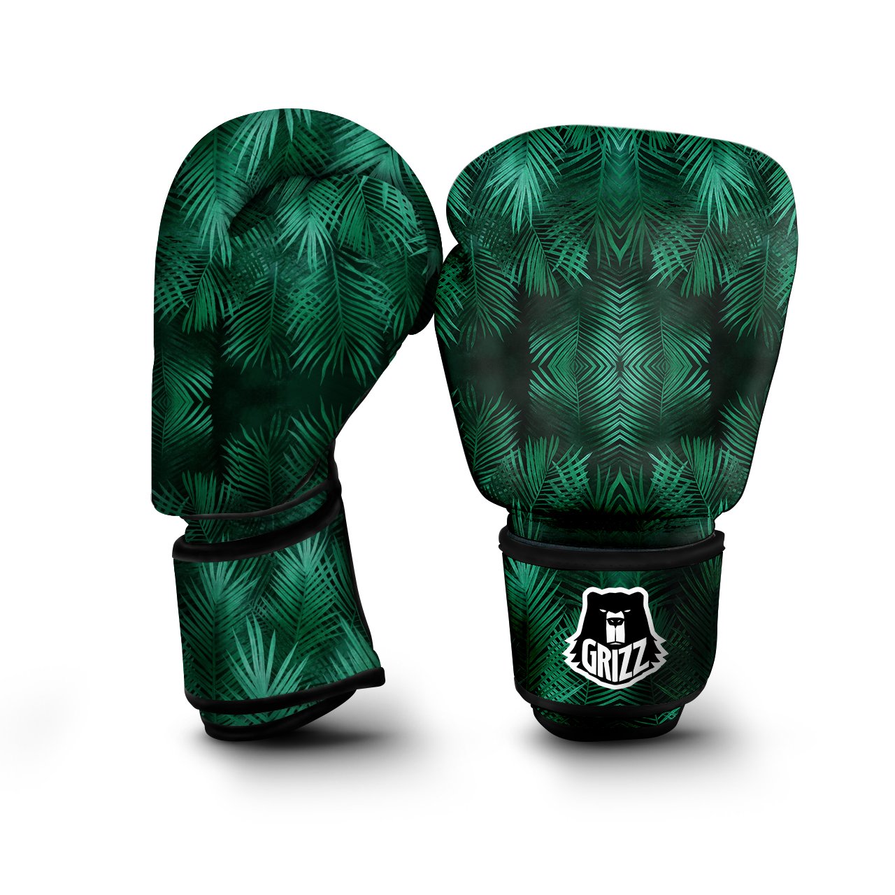 Palm Leaf Tropical Print Pattern Boxing Gloves-grizzshop