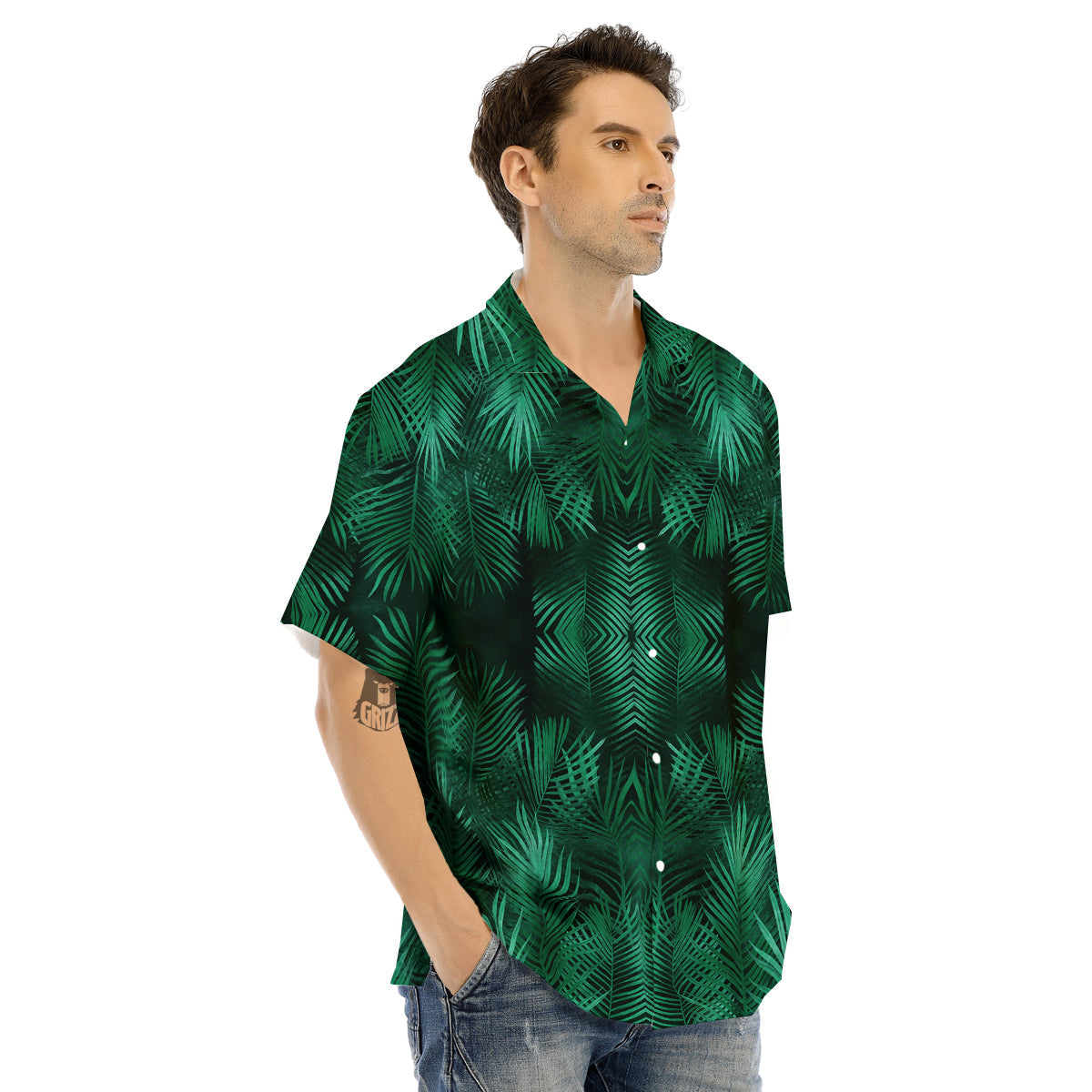 Palm Leaf Tropical Print Pattern Men's Hawaiian Shirt-grizzshop