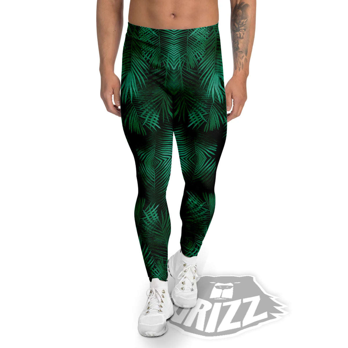 Palm Leaf Tropical Print Pattern Men's Leggings-grizzshop
