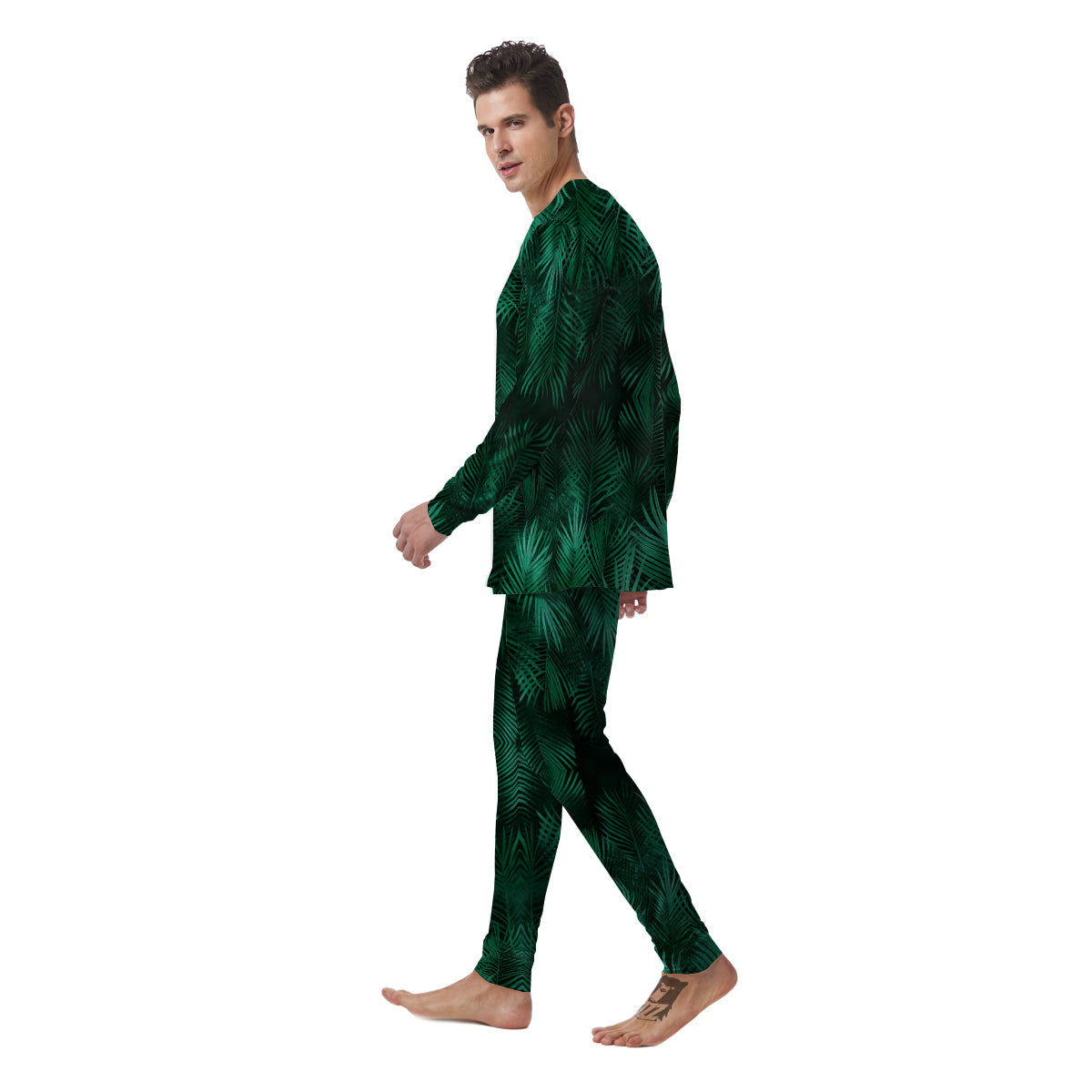Palm Leaf Tropical Print Pattern Men's Pajamas-grizzshop