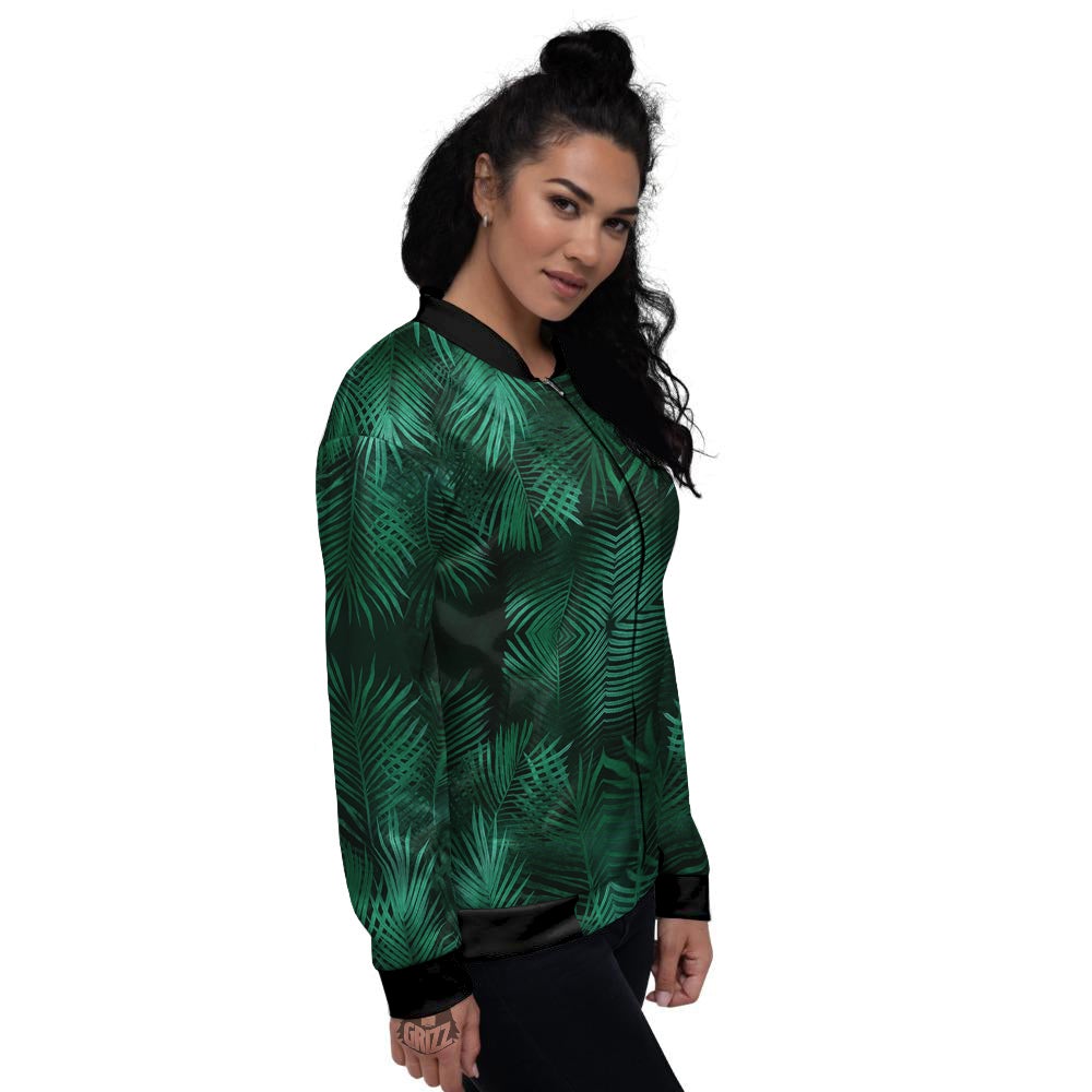 Palm Leaf Tropical Print Pattern Women's Bomber Jacket-grizzshop