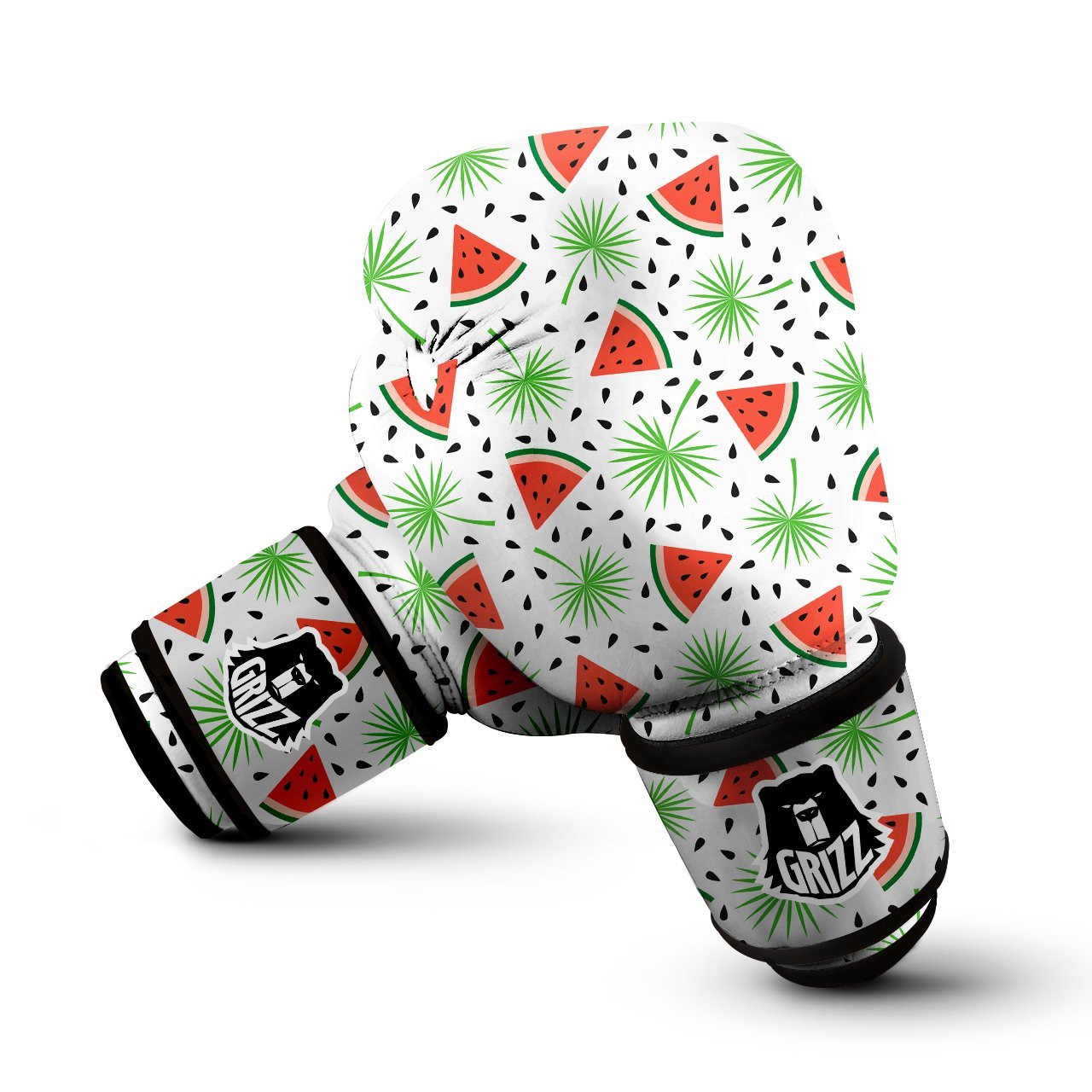 Palm Leaf Watermelon White Print Pattern Boxing Gloves-grizzshop