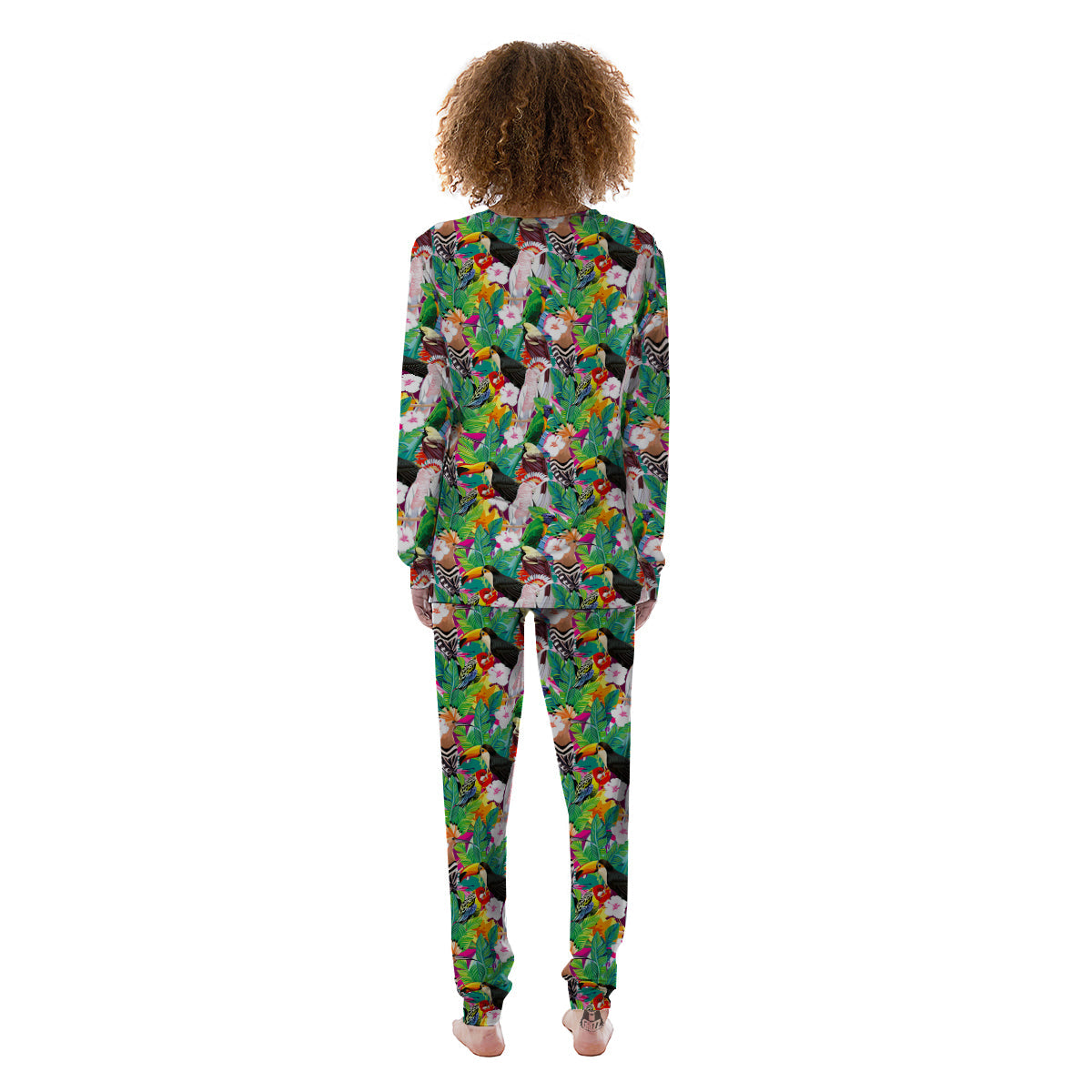 Palm Leaves And Bird Of Paradise Print Women's Pajamas-grizzshop