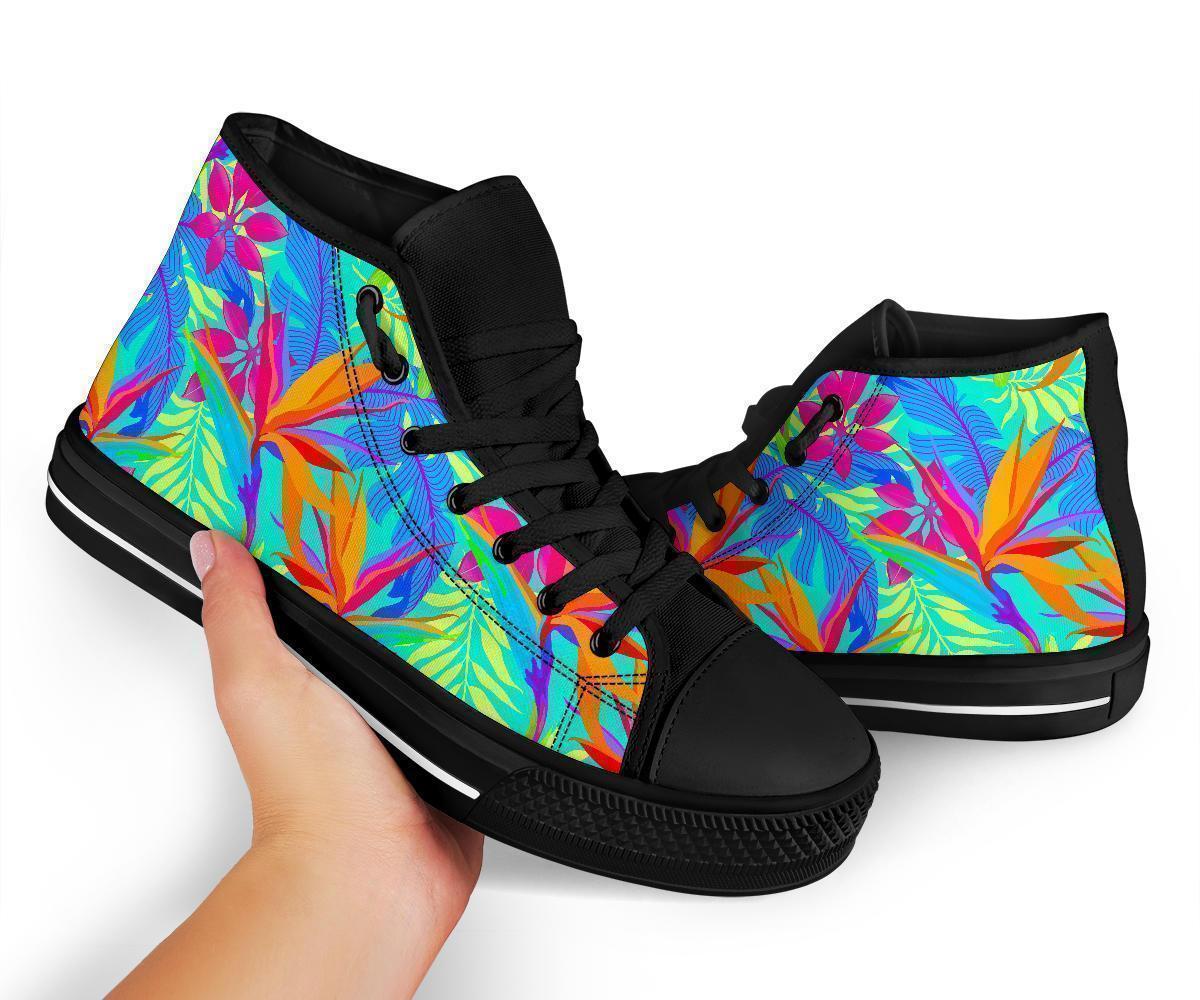 Palm Leaves Floral Tropical Hawaiian Pattern Print Men Women's High Top Shoes-grizzshop