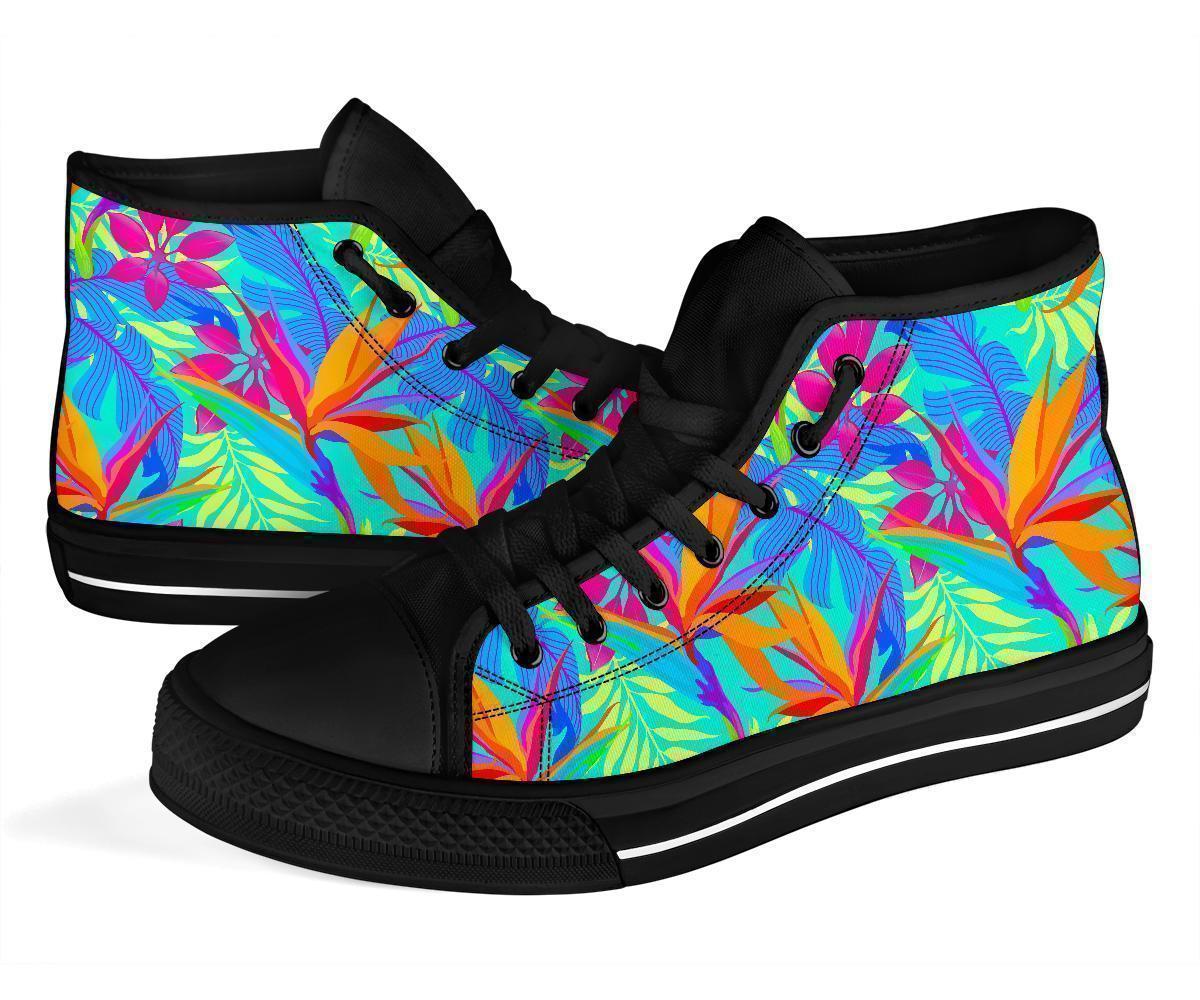 Palm Leaves Floral Tropical Hawaiian Pattern Print Men Women's High Top Shoes-grizzshop