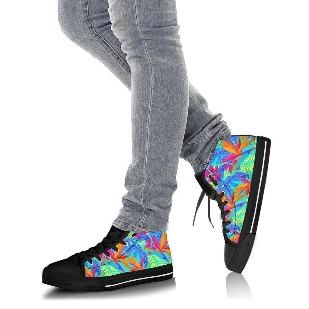 Palm Leaves Floral Tropical Hawaiian Pattern Print Men Women's High Top Shoes-grizzshop