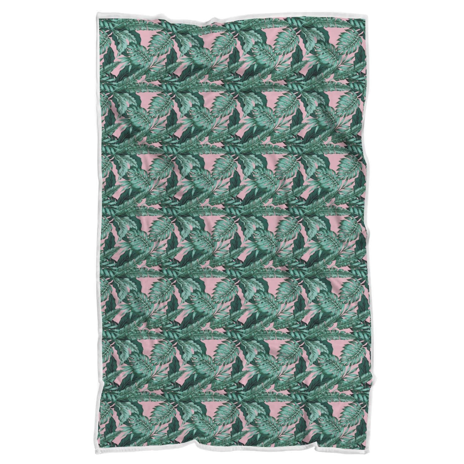 Palm Leaves Floral Tropical Hawaiian Pattern Print Throw Blanket-grizzshop