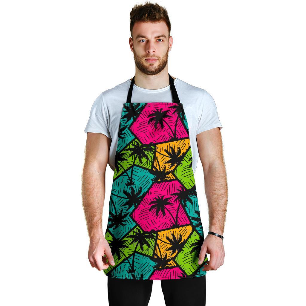 Palm Tree Beach Pattern Print Men's Apron-grizzshop