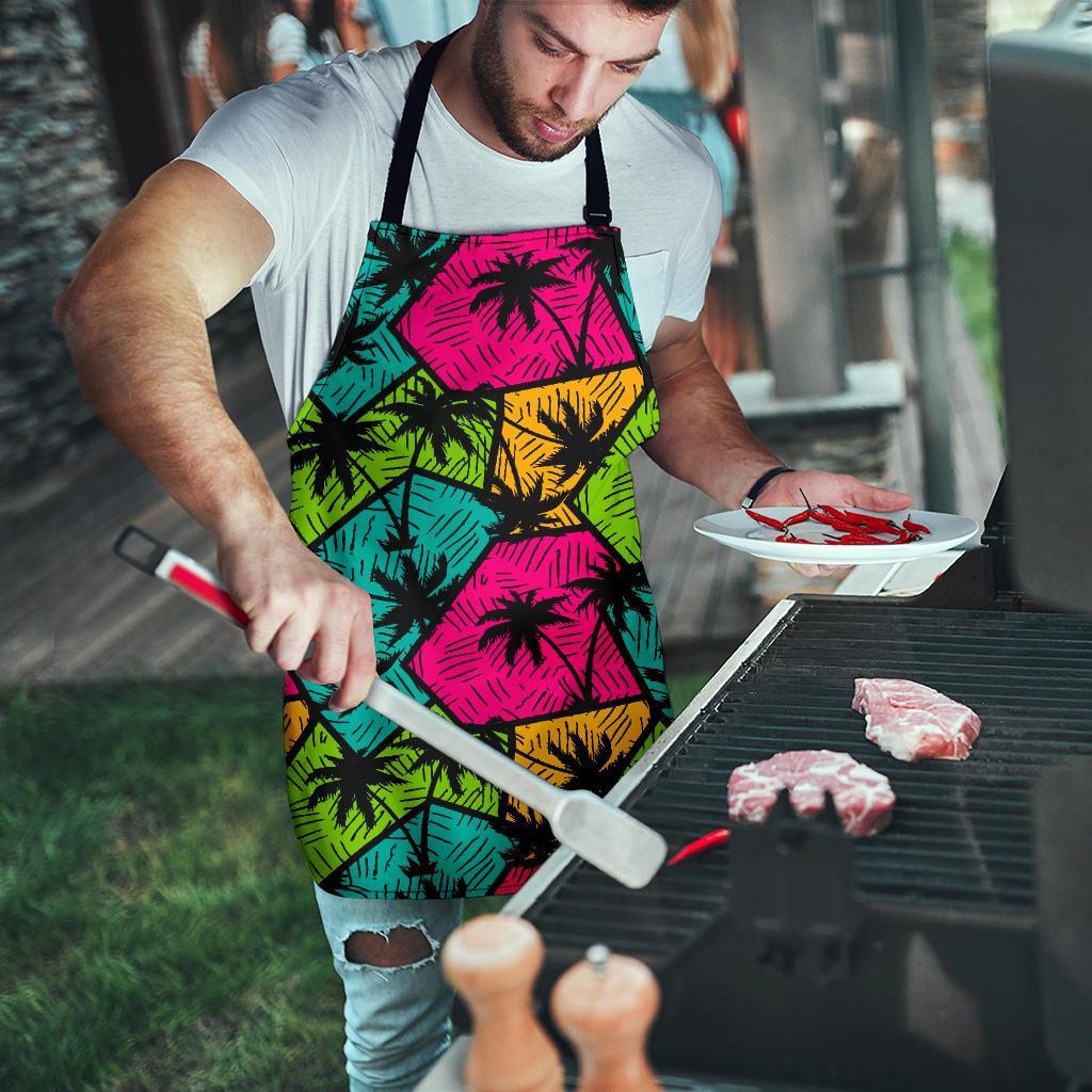 Palm Tree Beach Pattern Print Men's Apron-grizzshop