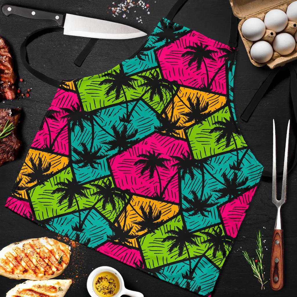 Palm Tree Beach Pattern Print Men's Apron-grizzshop