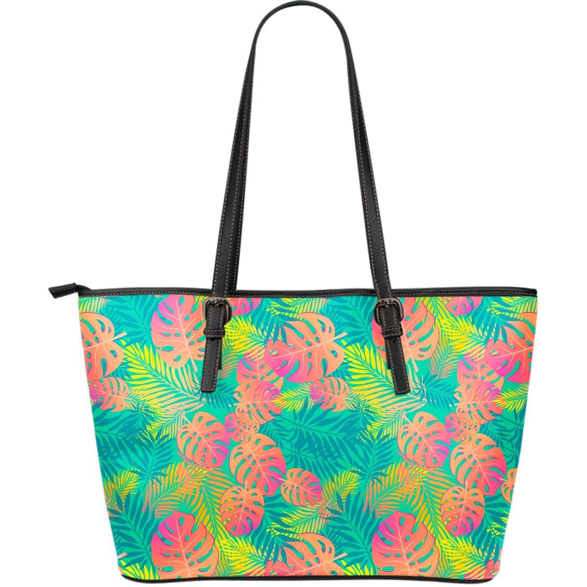 Palm Tree Beach Print Pattern Leather Tote Bag-grizzshop