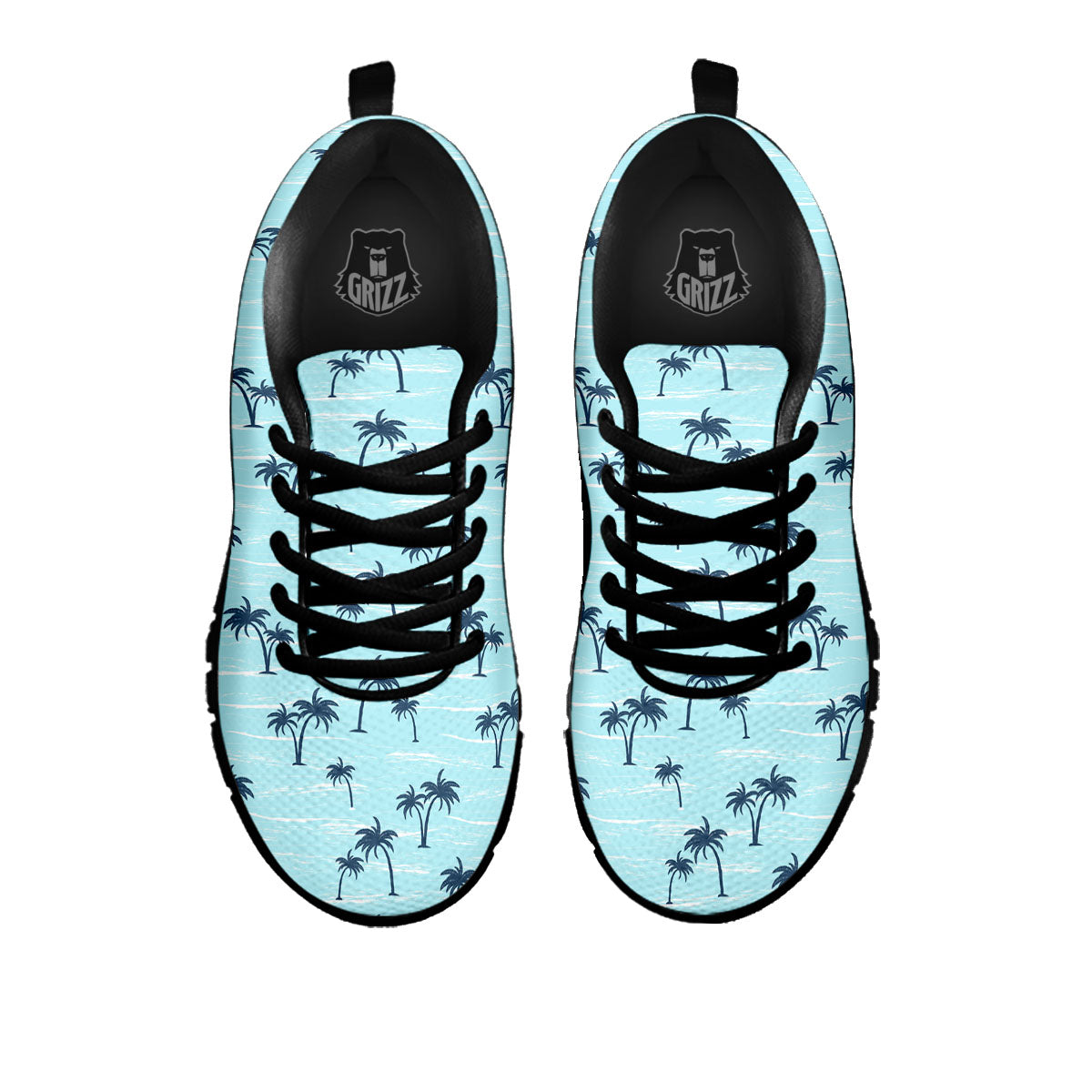 Palm Tree Blue Print Pattern Black Sneaker-grizzshop