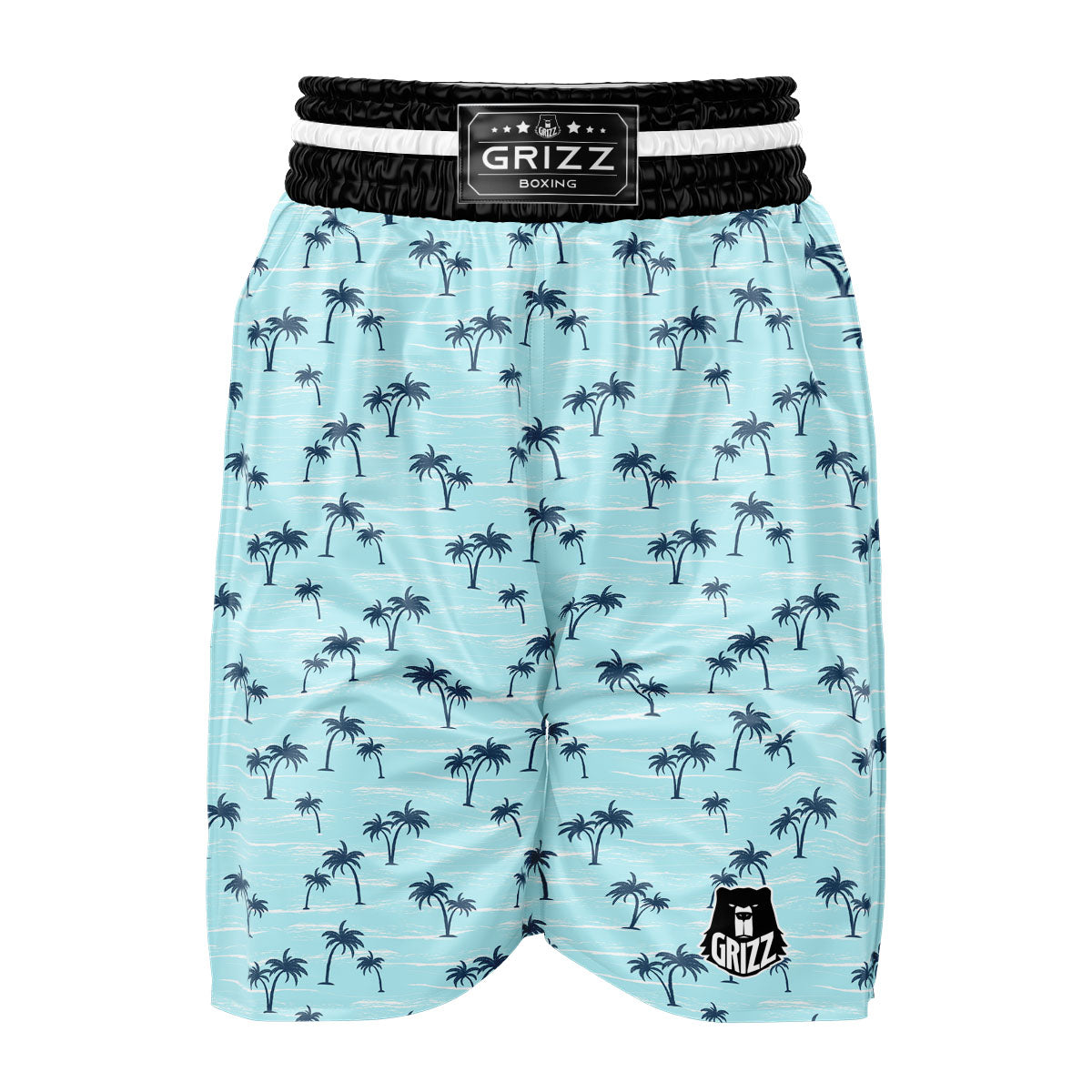 Palm Tree Blue Print Pattern Boxing Shorts-grizzshop