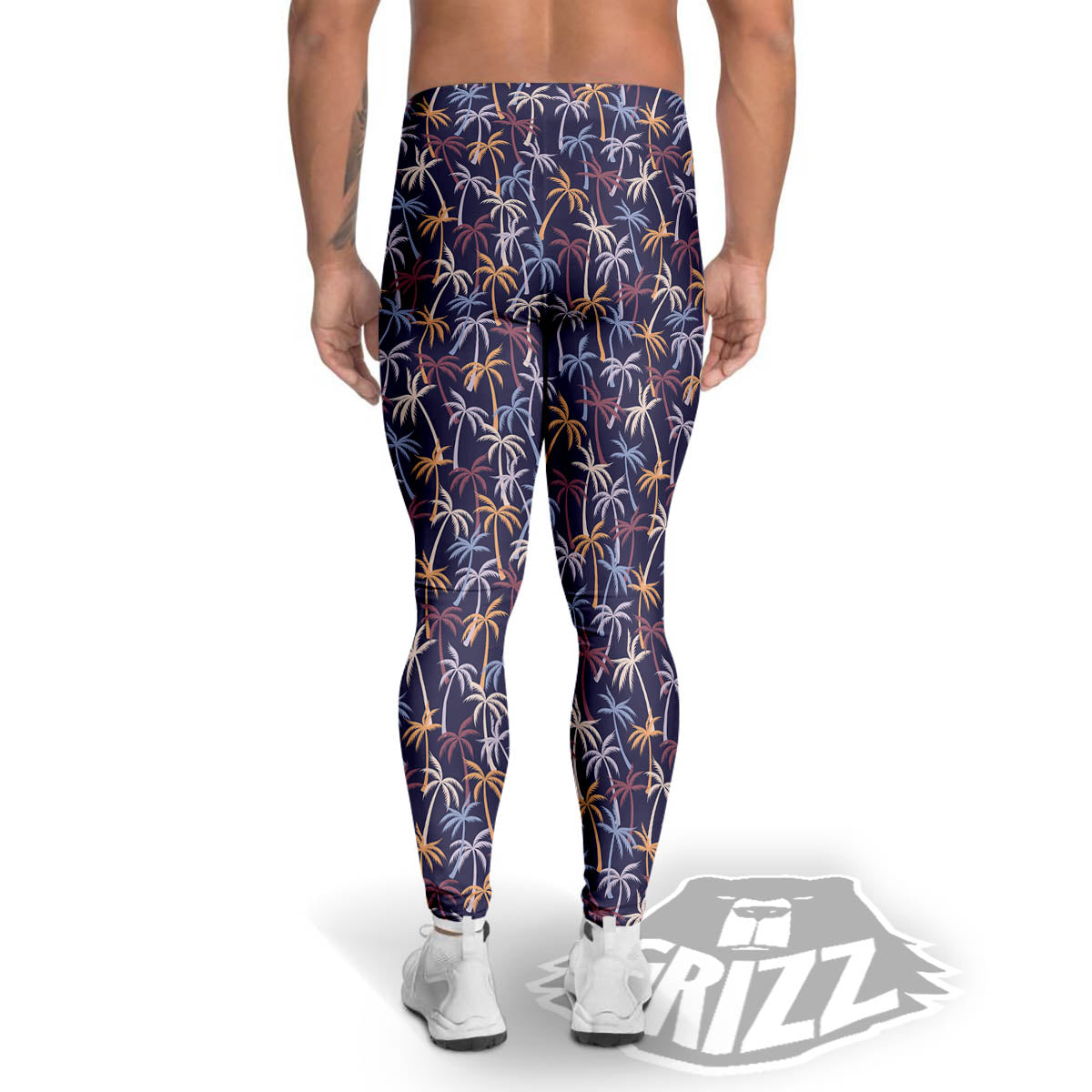 Palm Tree Colorful Print Pattern Men's Leggings-grizzshop