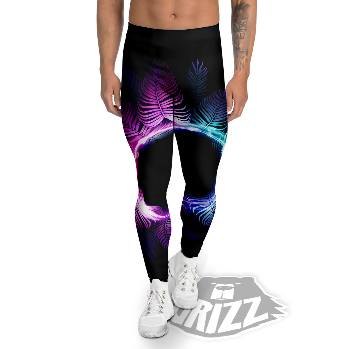 Palm Tree EDM Beach Print Men's Leggings-grizzshop