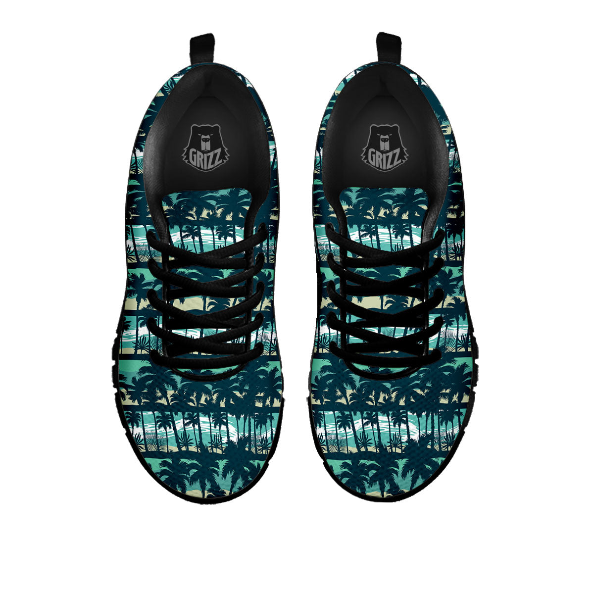 Palm Tree Print Pattern Black Sneaker-grizzshop