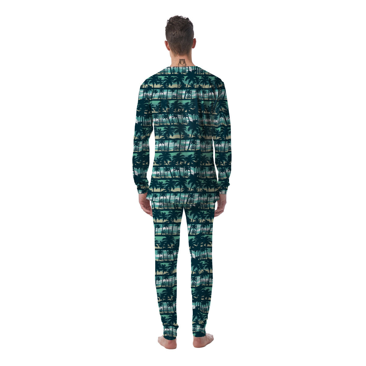Palm Tree Print Pattern Men's Pajamas-grizzshop