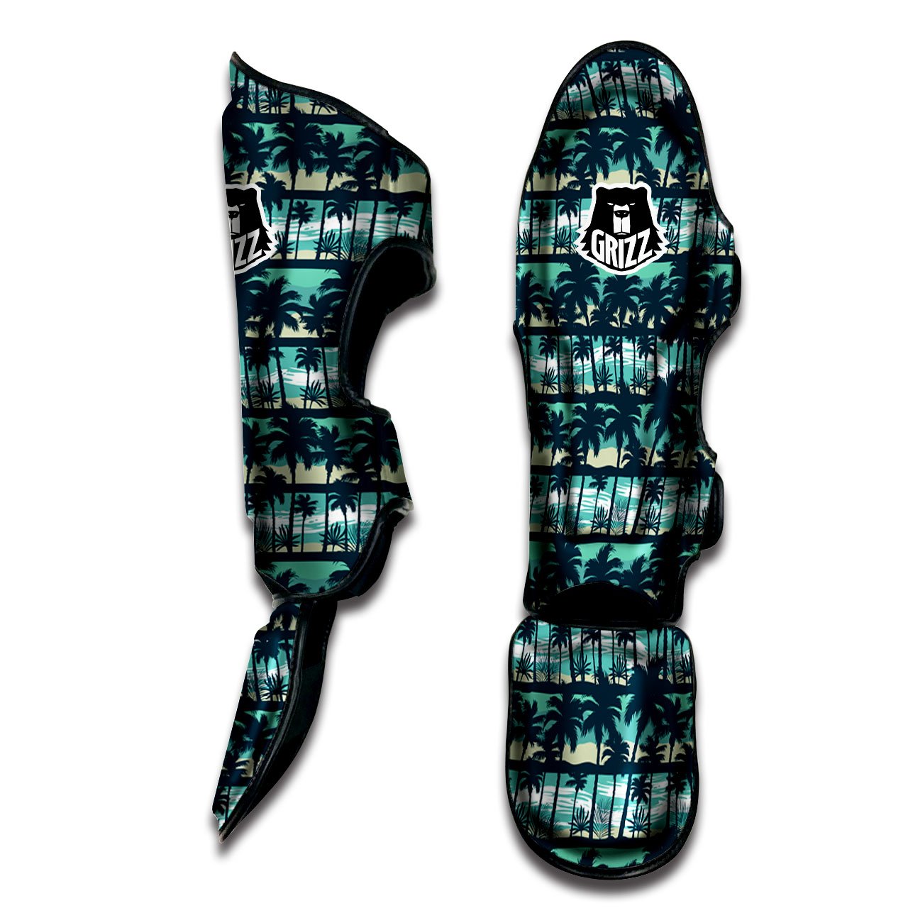 Palm Tree Print Pattern Muay Thai Shin Guards-grizzshop