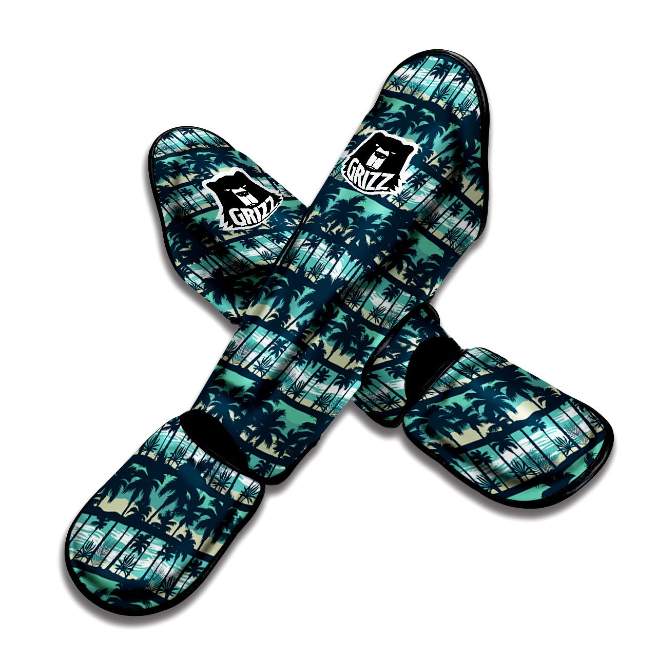 Palm Tree Print Pattern Muay Thai Shin Guards-grizzshop