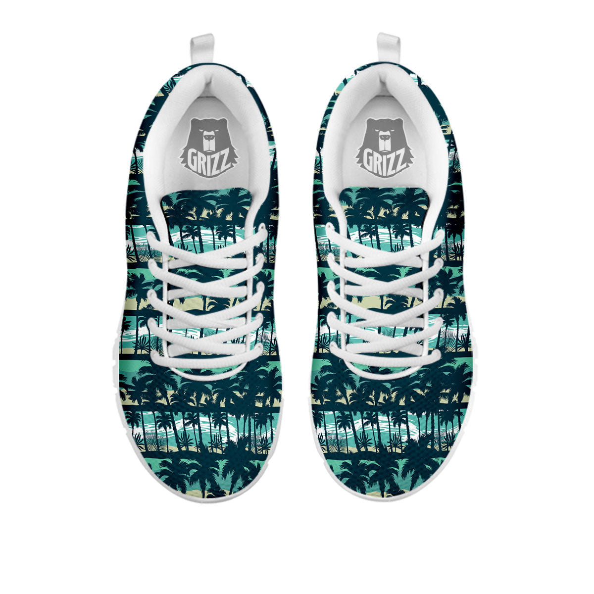 Palm Tree Print Pattern White Sneaker-grizzshop