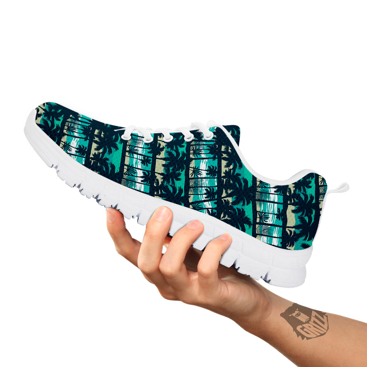 Palm Tree Print Pattern White Sneaker-grizzshop